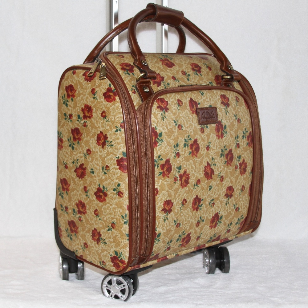Patricia Nash Vitalia Underseater Trolley Luggage Suitcase Western Lace Rose NWT - Picture 4 of 7